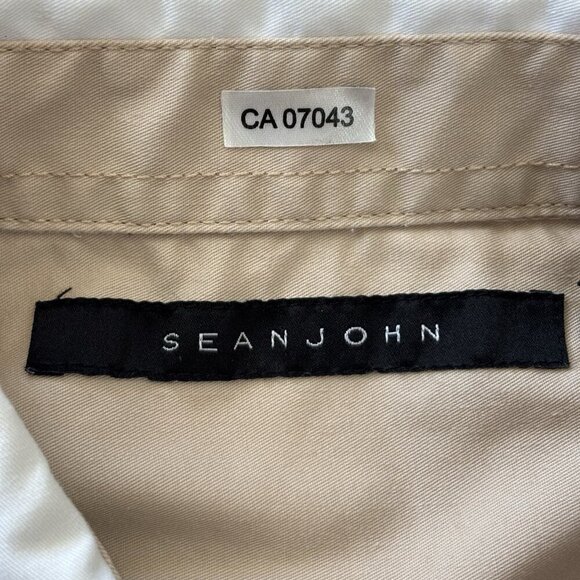 SEAN JOHN Mens Shirt Size 2XL XXL Original Fit White Tan Short Sleeve Y2K - Picture 9 of 13